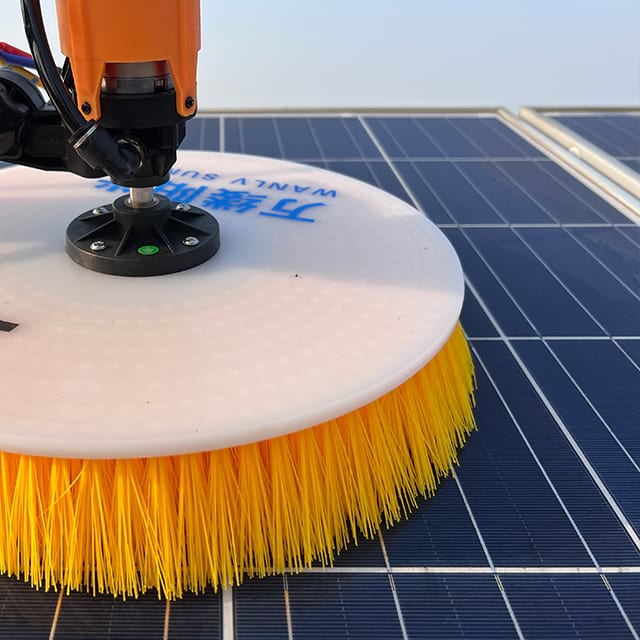 Telescopic Pole Water Solar Panel Washing Brush Powered By Lithium Battery