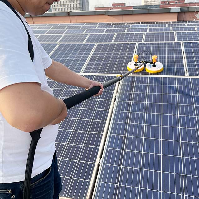 White Round Disc Yellow Bristle Innovative Cleaning Brush Easy To Assemble General Power And Lithium Battery Dual Version for Outdoor Solar Station 