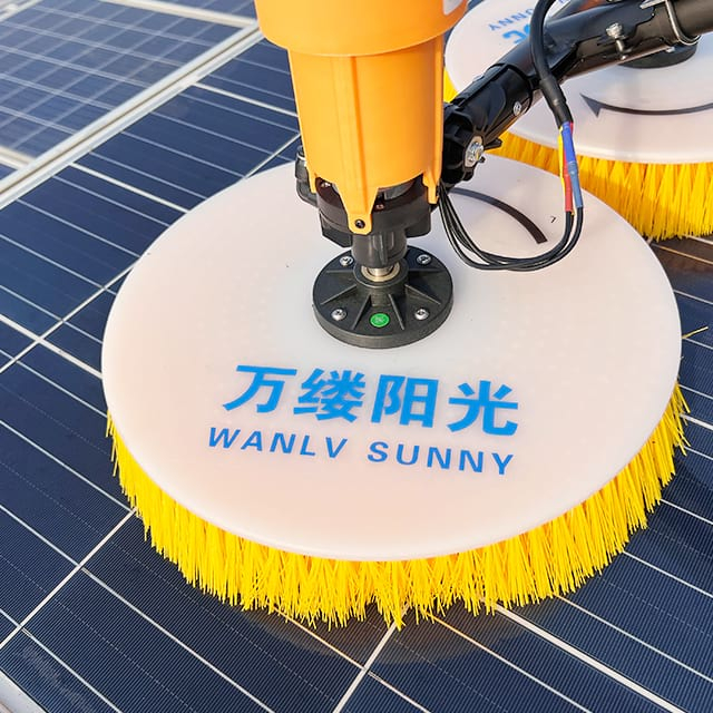 White Round Disc Yellow Bristle Innovative Cleaning Brush Easy To Assemble General Power And Lithium Battery Dual Version for Outdoor Solar Station 