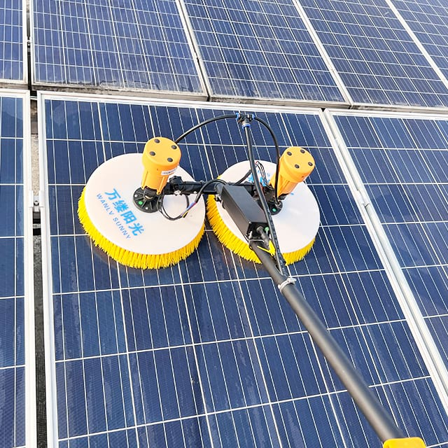 Telescopic Pole Water Solar Panel Washing Brush Powered By Lithium Battery