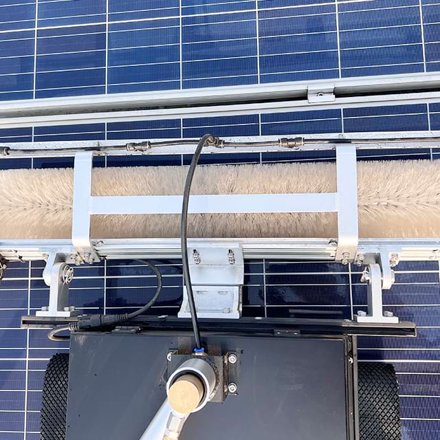 Remote Control Robot with Rotating Solar Panel Cleaning Bristle Brush