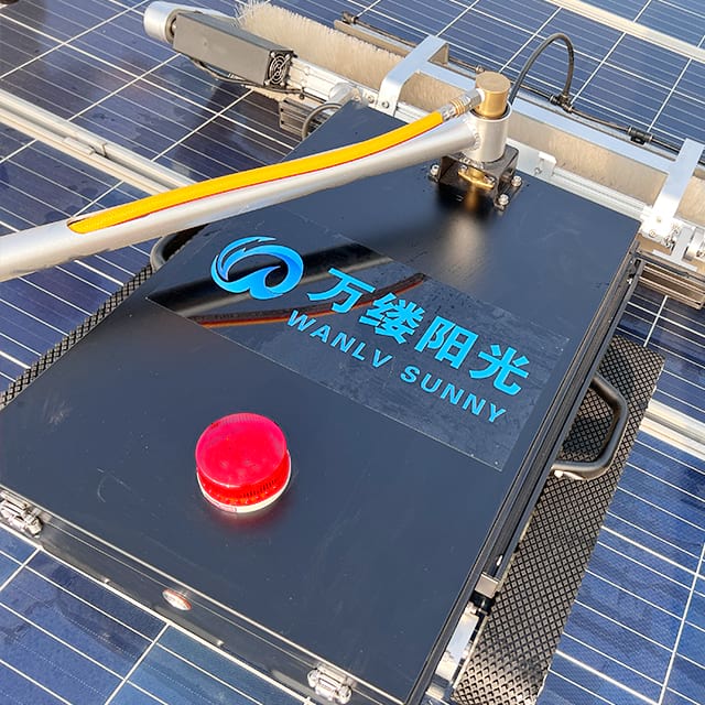 Remote Control Robot with Rotating Solar Panel Cleaning Bristle Brush