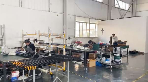 Compact cleaning rotating brush production line