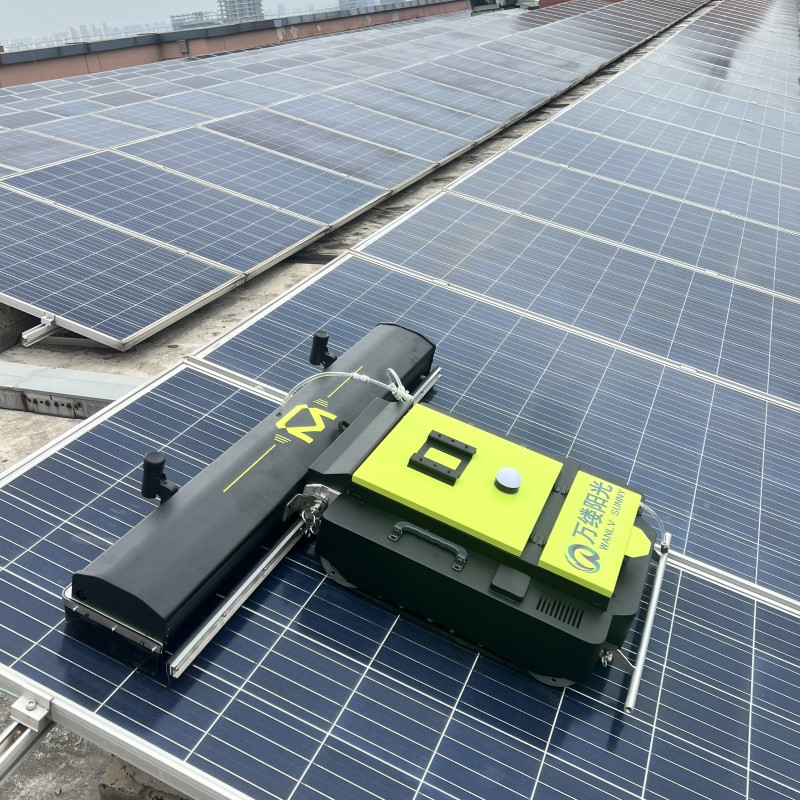 solar panel cleaning equipment for use on the roof