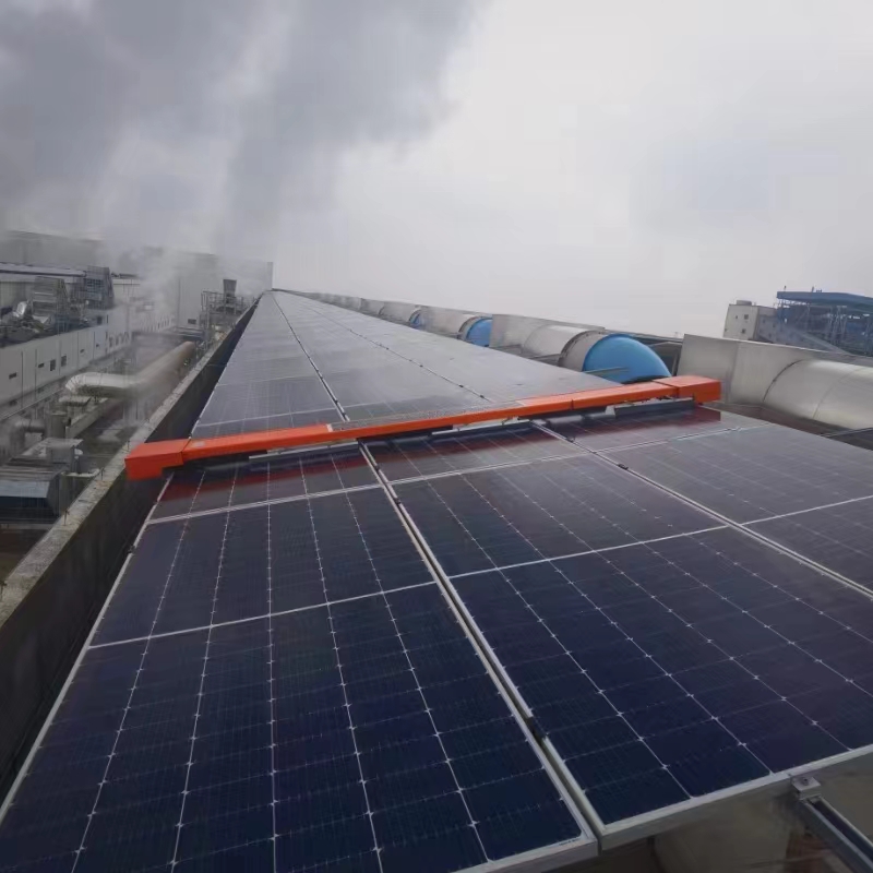 Fixed to the PV panel cleaning machine