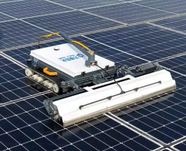 The solar cleaning robot is in operation