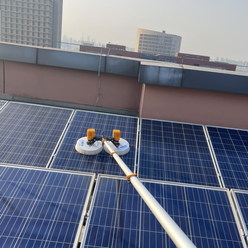 solar panel cleaning equipment for use on the roof