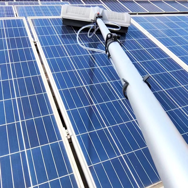 Portable Backpack Powered Rotary Brush for Efficient Solar Panel and Roof Cleaning